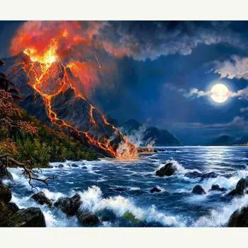 Алмазная картина, вышивка крестом 5D DiY, Алмазная вышивка, извержение вулкана, узор, хобби и ремесла, домашний декор 20X30CM