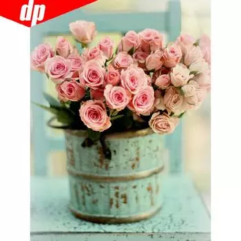 Алмазная картина, вышивка крестом, цветок, полная круглая Алмазная мозаика, Алмазная вышивка 20X30