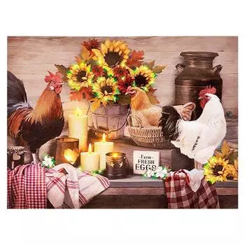Алмазная картина, вышивка крестом, курица, подсолнух, картины из страз, полная круглая алмазная вышивка 20X30CM