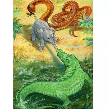 Алмазная картина, вышивка крестом, Маленький слон в бою, 5D Diy, Алмазный крокодил, стразы, вышивка крестом, домашний декор 20X30CM