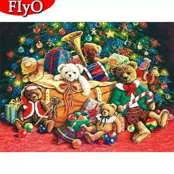 Алмазная картина, вышивка крестом, Медведь, Алмазная вышивка, мозаика с изображением животных, ремесленный Рождественский подарок, декор для дома Full Round (20X30CM)