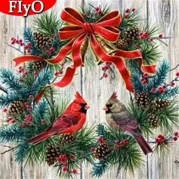 Алмазная картина, вышивка крестом, Рождественский венок, Алмазная вышивка, Птица, мозаика, распродажа, мультяшный подарок ручной работы, комплект для рукоделия Full Round 30x30CM