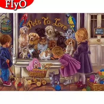 Алмазная картина, вышивка крестом, собака, 5D Алмазная вышивка, детская мозаика, рождественские украшения с животными для дома Full Round (20X30CM)