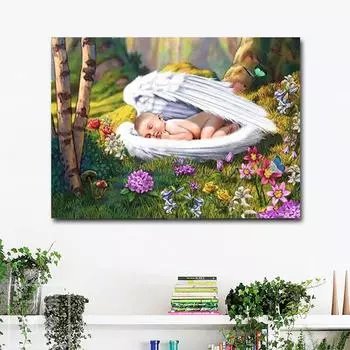 Алмазная картина, вышивка крестом, спящий ребенок, мозаика, алмазная картина, полная алмазная вышивка 20X30CM