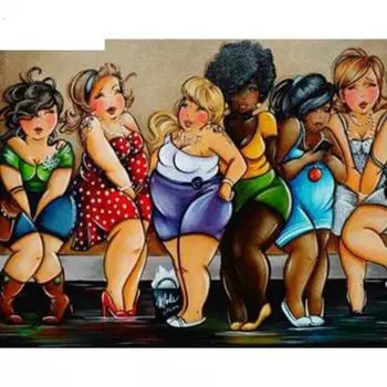 Алмазная картина, вышивка крестом, стразы, толстая леди, Алмазная вышивка, домашний декор из мозаики 20X30CM