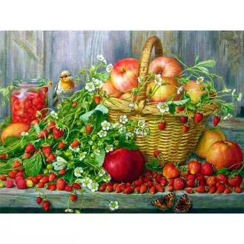Алмазная картина, вышивка, полный дисплей, фрукты, малиновый цветок, фруктовый горный хрусталь, вышивка крестом 20X30CM