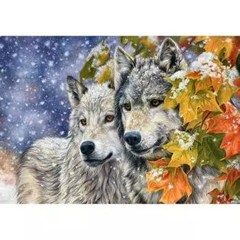 Алмазная картина, вышивка, Снежный волк, вышивка крестиком, одна пара, любовь, волк, полная серия, рукоделие 20X30CM