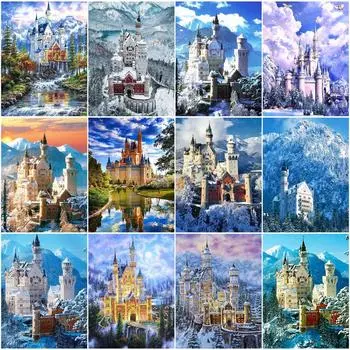 Алмазная картина Замок Мозаика Искусство Алмазная вышивка Картина Стразы Вышивка крестом Домашний декор Full Round 20x30CM