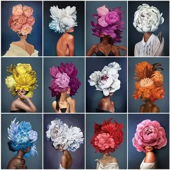 Алмазная картина женщина 5D DIY полный круглый алмаз вышивка девушка портрет горный хрусталь картина цветок домашний декор Full Round 20x30CM