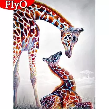 Алмазная картина Жираф, полная квадратная круглая дрель, 5D Алмазная вышивка, мозаика с животными, картины из стразов, домашний декор Full Round 20X30CM