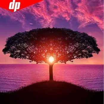 Алмазная картина Живописное полное круглое мозаичное дерево 5D DIY Алмазная вышивка Картина 30x30CM