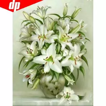 Алмазная картина Живописный цветок Полный круглый горный хрусталь DIY Алмазная вышивка Крестом 20X30CM