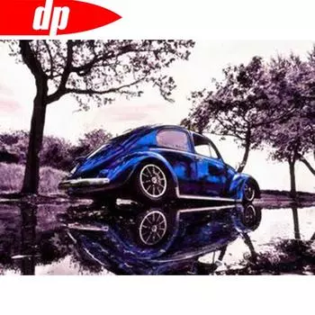 Алмазная картина Живописный круглый автомобиль Алмазная вышивка Полное Новое поступление Изображение Стразы 20X30CM