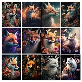 Алмазная картина «Животное джунглей» с лисой, Новое поступление, Diy, полная квадратная круглая дрель, стразы, вышивка цветами, мозаика, наборы для вышивки крестом Square drill 30x40cm