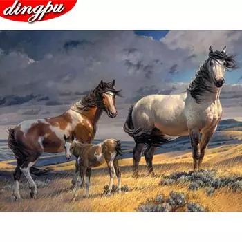 Алмазная картина животное лошадь Алмазное искусство полная дрель круглая вышивка крестиком украшение дома 20X30CM