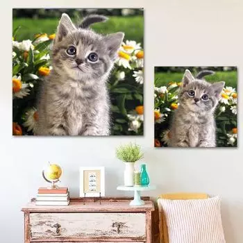 Алмазная картина животное милый кот Алмазная вышивка круглые камни дисплей украшение дома 30x30CM