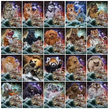 Алмазная картина животное монстр 5D DIY полная алмазная вышивка собака тигр кошка мозаика картина Настенный декор книги по искусству вышивки крестом наборы Full Round 20x30CM