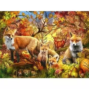 Алмазная картина животное мультфильм лиса 5d Diy мозаика полная круглая дрель стразами алмазная вышивка картины Full Round 20x25CM