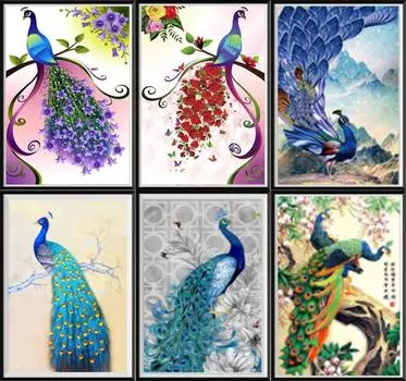 Алмазная картина животное полный алмаз Павлин Алмазная мозаика вышивка крестом комплект украшения дома Рождественский подарок Full Round 20x30CM