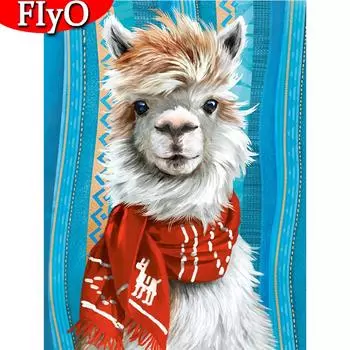 Алмазная картина животное полный квадратный круглый набор для рукоделия 5D DIY Алмазная вышивка Альпака искусство горный хрусталь Декор для детской комнаты Full Round 20X30CM