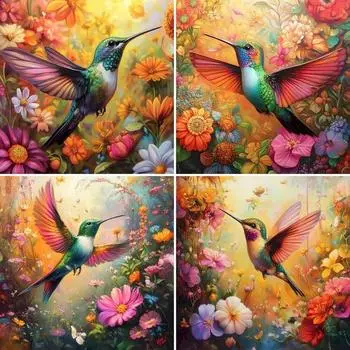 Алмазная картина животное птица картина из стразов мозаика цветок колибри декоративные картины новые поступления Full Round 20x20CM