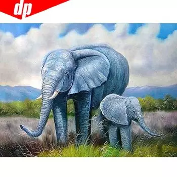 Алмазная картина Животное Слон Горный хрусталь Мозаика Алмазная вышивка 20X30CM