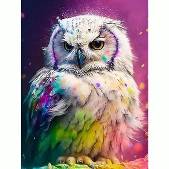 Алмазная картина животное Сова полный комплект 5D полная круглая мозаика ручной работы и творческий декор стены подарок 30x40 см/12x16 дюймов 30x40cm NO Frame