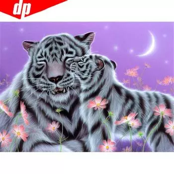 Алмазная картина животное тигр и цветок горный хрусталь мозаика Алмазная вышивка 20X30CM