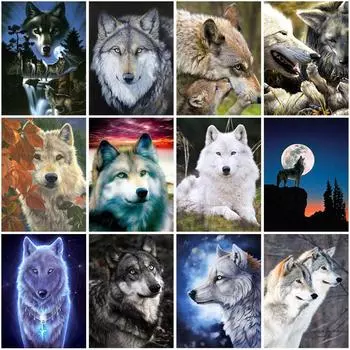 Алмазная картина животное волк искусство 5D DIY полная круглая дрель горный хрусталь мозаика набор крестиков для домашнего декора настенное искусство подарок Full Round 20x30CM