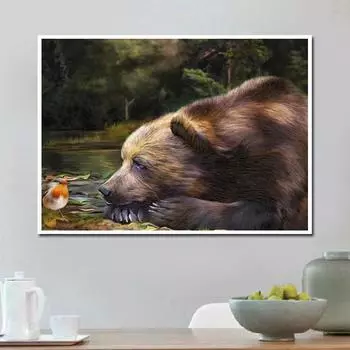 Алмазная картина животное вышивка крестом Алмазная мозаика вышивка медведь смола алмаз Рождество 20X30CM