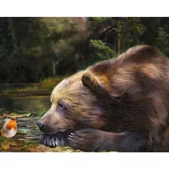 Алмазная картина животное вышивка крестом Алмазная мозаика вышивка медведь смола алмаз Рождество 20X30CM