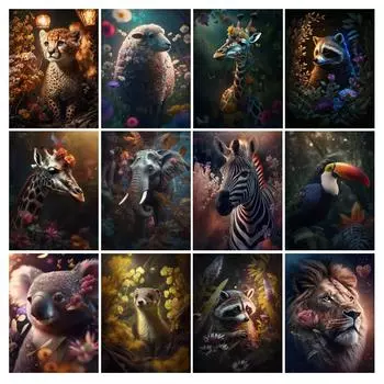 Алмазная картина «Животные джунглей» Новая коллекция 2024 Коала Лев Слон Diy Полный квадратный круглый дрель Горный хрусталь Вышивка Распродажа Мозаика Наборы для вышивки крестом Square drill 30x40cm