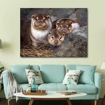Алмазная картина Животные Мозаика DIY Алмазная картина Полный дрель Банк Бобер Вышивка крестиком 20X30CM