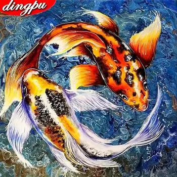 Алмазная картина Животные Полная площадь Дрель Картина из бисера Алмазная мозаика Рыба Мультфильм 30x30CM