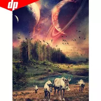 Алмазная картина животных Гну горный хрусталь Мозаика Алмазная вышивка 20X30CM