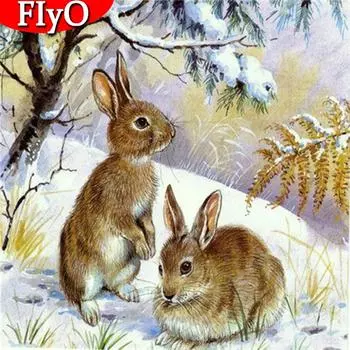 Алмазная картина Зимняя полная квадратная Новое поступление Алмазная вышивка Кролик Животное Мозаика Подарок ручной работы Full Round 30x30CM