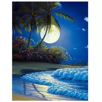 Алмазная краска Пейзаж 5D Набор для алмазной живописи Вышивка крестом Алмазная картина Полная дрель Круглая 15*20cm