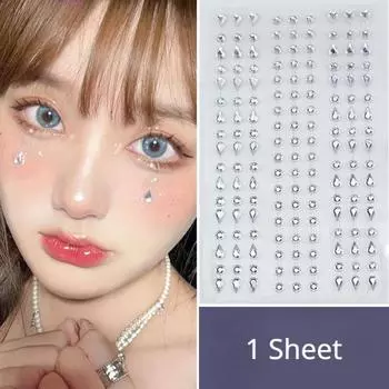 Алмазная кристаллическая татуировка-наклейка, блестящая подводка для глаз, макияж для бровей, лицо, глаза, алмазные татуировки, рок-горный хрусталь, 3D наклейки-подводка для глаз