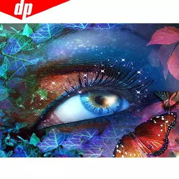 Алмазная мозаика Бабочка 5D DIY Алмазная картина Девушка Глаз Вышивка Стразы Декор Главная 20X30CM