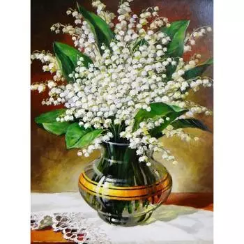 Алмазная мозаика Цветок Ландыша Алмазная картина Алмазная вышивка Цветочные бусины Обои Full Round 20x30CM