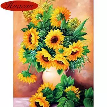 Алмазная мозаика, цветы, ремесла, полный круглый комплект со стразами, алмазная живопись, вышивка крестом, подсолнух, домашний декор 30*40 cm full round