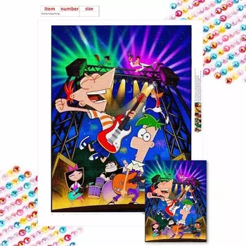 Алмазная мозаика Красочная алмазная живопись Дать концерт Полная вышивка Мультяшные креативные хобби Настенный декор Round 20x30cm