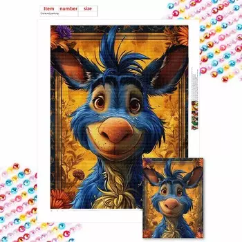 Алмазная мозаика Красочная алмазная живопись Иа-Иа Полная круглая вышивка Мультяшное творческое хобби Настенный декор Round 20x30cm