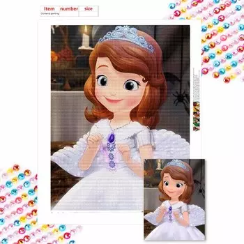 Алмазная мозаика Красочная алмазная живопись Милая маленькая принцесса Полная круглая вышивка Мультяшные креативные хобби Настенный декор Round 20x30cm