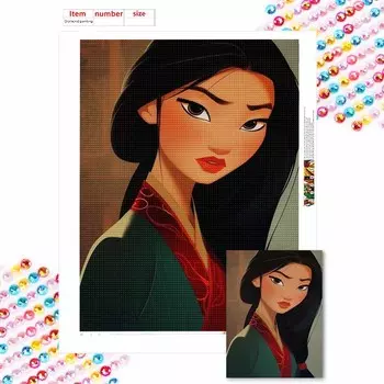 Алмазная мозаика Красочная алмазная живопись Мулан Поступила в армию Полная круглая вышивка Мультяшные креативные хобби Настенный декор Round 20x30cm