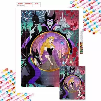 Алмазная мозаика Красочная алмазная живопись Принцесса в волшебном зеркале Полная круглая вышивка Мультяшные креативные хобби Настенный декор Round 20x30cm