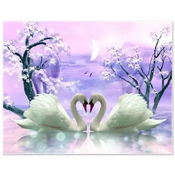Алмазная мозаика Лебеди Животное Полный квадрат Алмазная картина Набор для вышивки крестом Алмазная вышивка 20*30 cm