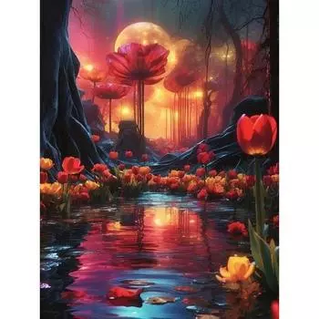 Алмазная мозаика Луна Полный квадрат Круглый Ручная работа Пейзаж Вышивка Морская картина Картина Стразы Новое поступление Подарок Full Round 20x30CM