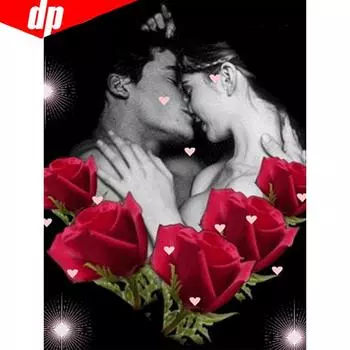 Алмазная мозаика Пара Поцелуй Цветок Роза 5D DIY Алмазная картина Вышивка 20X30CM