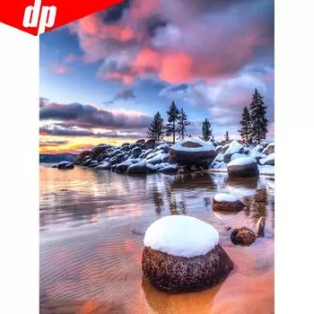 Алмазная мозаика Пейзаж Смоляная дрель Кристалл Алмазная картина 5d Полная круглая алмазная вышивка 20X30